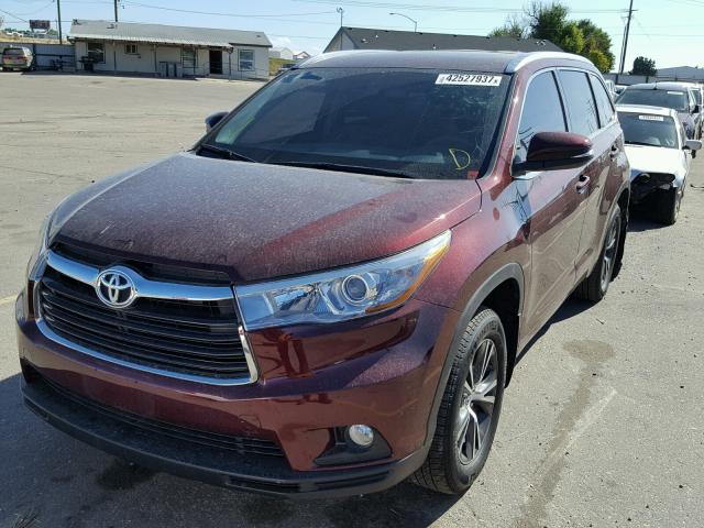 5TDJKRFH4GS326388 - 2016 TOYOTA HIGHLANDER RED photo 2