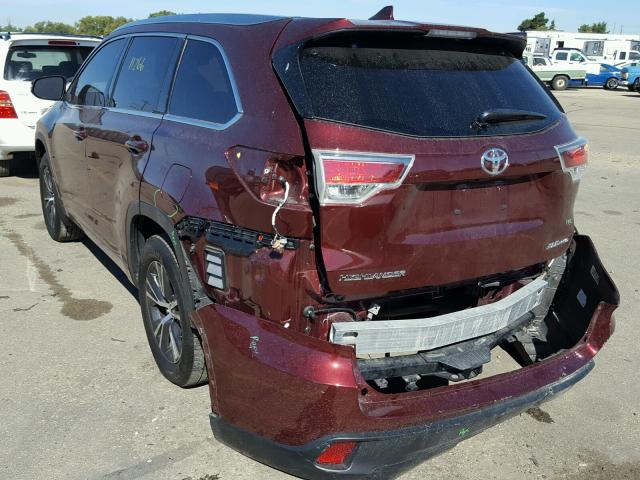 5TDJKRFH4GS326388 - 2016 TOYOTA HIGHLANDER RED photo 3