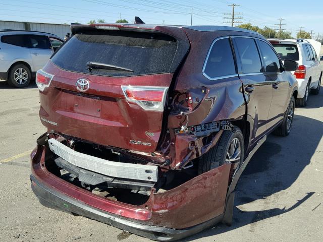 5TDJKRFH4GS326388 - 2016 TOYOTA HIGHLANDER RED photo 4