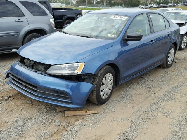 3VW2K7AJ6FM255225 - 2015 VOLKSWAGEN JETTA BASE BLUE photo 2