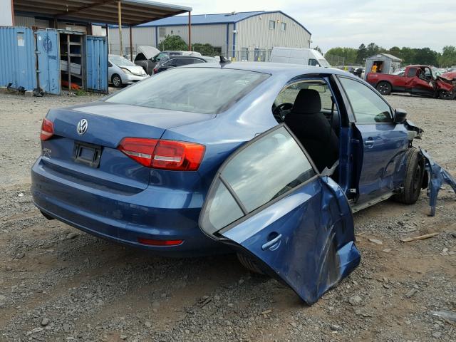 3VW2K7AJ6FM255225 - 2015 VOLKSWAGEN JETTA BASE BLUE photo 4