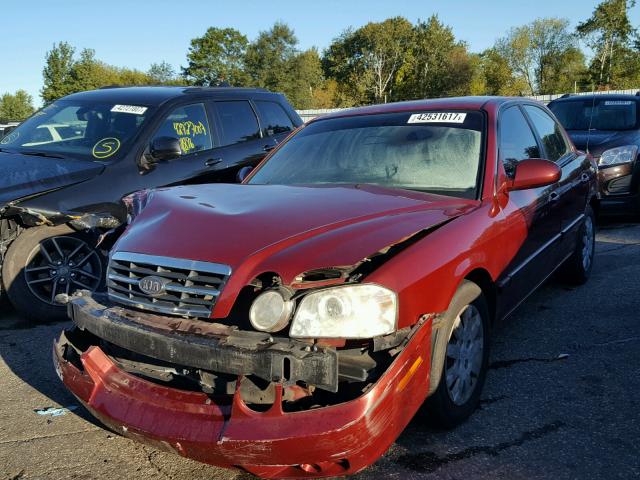 KNAGD126555414571 - 2005 KIA OPTIMA MAROON photo 2