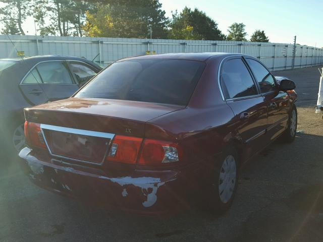 KNAGD126555414571 - 2005 KIA OPTIMA MAROON photo 4