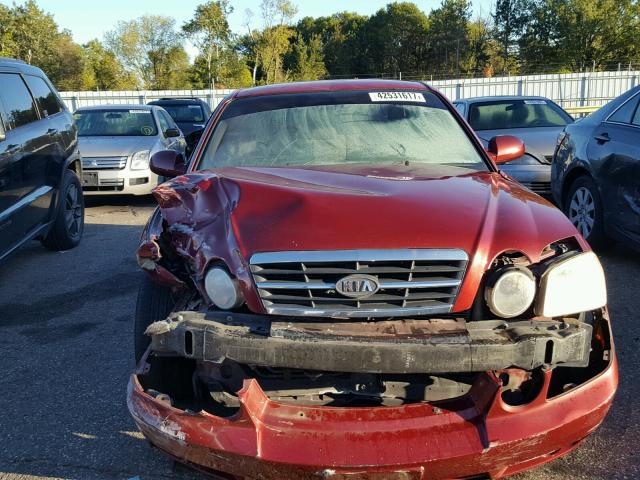 KNAGD126555414571 - 2005 KIA OPTIMA MAROON photo 9