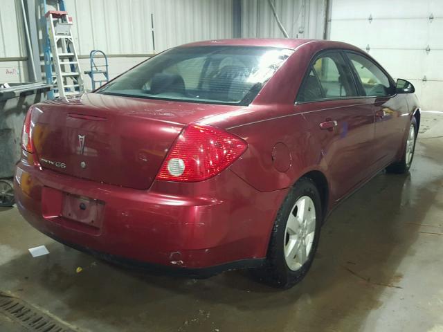 1G2ZF57B684227180 - 2008 PONTIAC G6 VALUE L RED photo 4