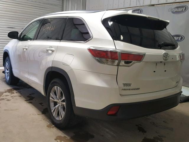 5TDKKRFH9ES037539 - 2014 TOYOTA HIGHLANDER WHITE photo 3