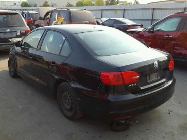 3VW2K7AJ9CM404688 - 2012 VOLKSWAGEN JETTA BASE Սև լուսանկար 3