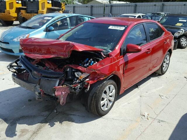 2T1BURHE5FC397348 - 2015 TOYOTA COROLLA L RED photo 2