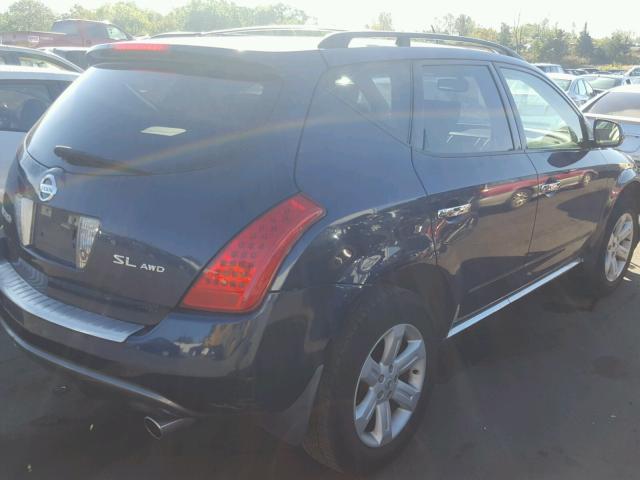 JN8AZ08W06W532751 - 2006 NISSAN MURANO SL BLUE photo 4