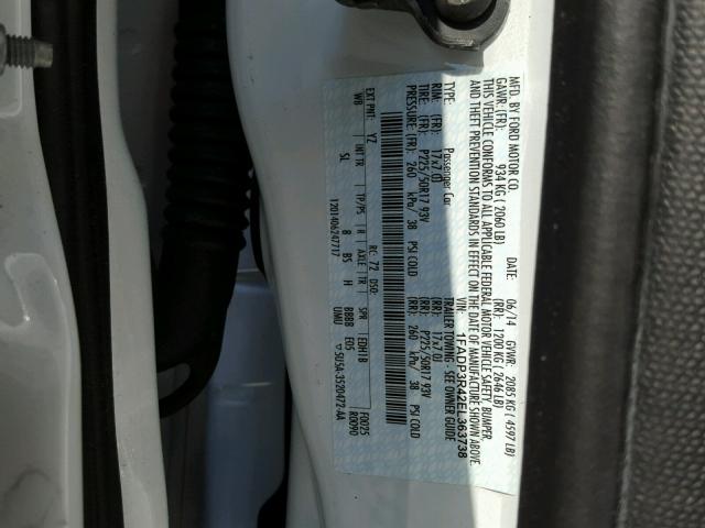 1FADP3R42EL363738 - 2014 FORD FOCUS BEV WHITE photo 10