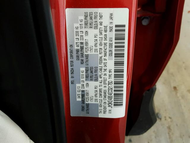 JM3KE4BE4E0321760 - 2014 MAZDA CX-5 SPORT RED photo 10