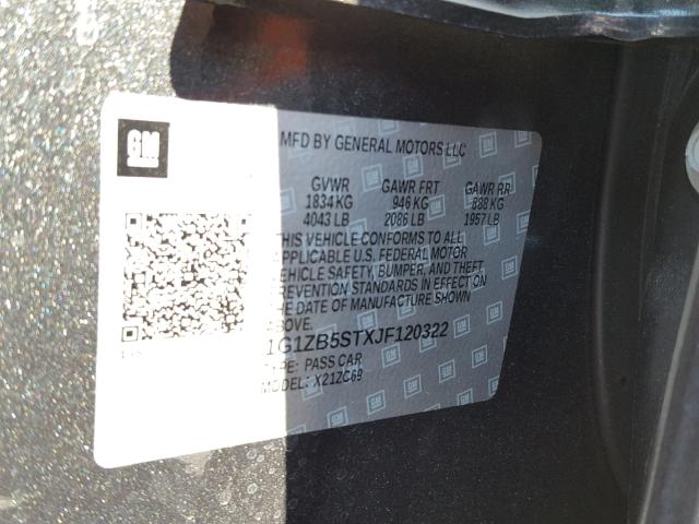 1G1ZB5STXJF120322 - 2018 CHEVROLET MALIBU LS Grafit foto 10