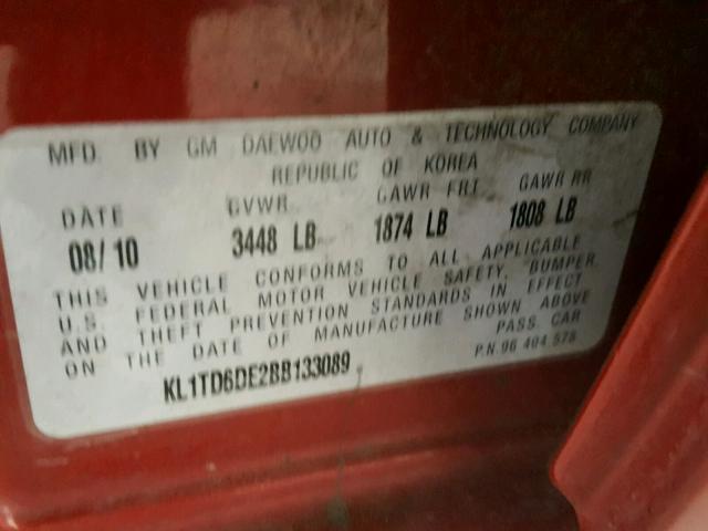 KL1TD6DE2BB133089 - 2011 CHEVROLET AVEO LS GRAY photo 10