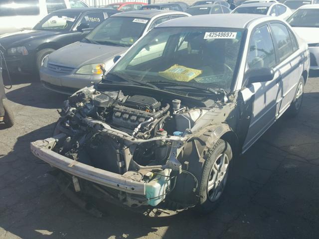 1HGES16561L036396 - 2001 HONDA CIVIC LX SILVER photo 2