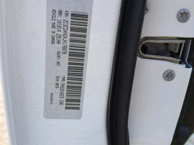 2C3CDXHGXJH176678 - 2018 DODGE CHARGER SX WHITE photo 10