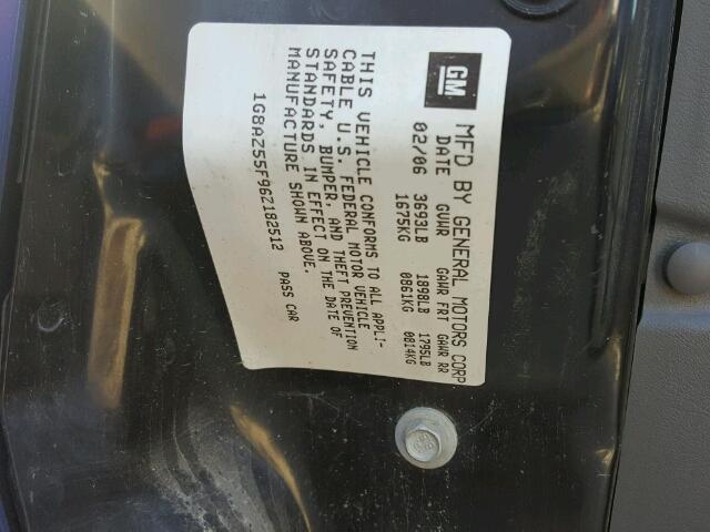 1G8AZ55F96Z182512 - 2006 SATURN ION LEVEL BLUE photo 10