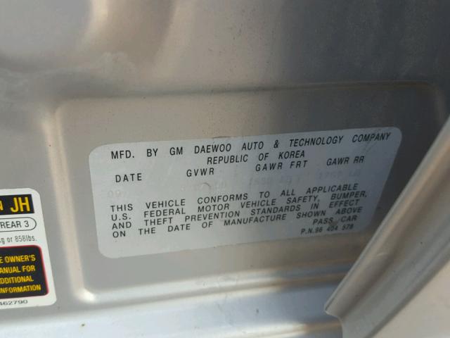 KL1TD66666B536553 - 2006 CHEVROLET AVEO BASE Күміс фото 10