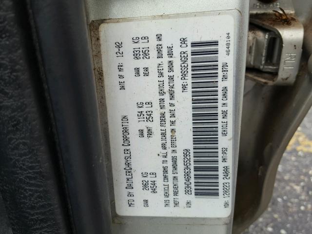 2B3HD46R63H552950 - 2003 DODGE INTREPID S SILVER photo 10