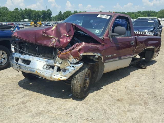 1B7HC16X81S227351 - 2001 DODGE RAM 1500 MAROON photo 2