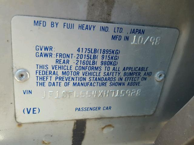 JF1SF6554XH715928 - 1999 SUBARU FORESTER S SILVER photo 10