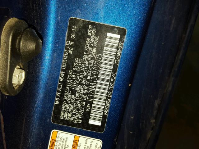 JF1ZNAA13F9702975 - 2015 TOYOTA SCION FR-S ლურჯი ფოტო 10