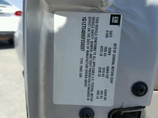 1G1ZT54895F230287 - 2005 CHEVROLET MALIBU LS ნაცრისფერი ფოტო 10