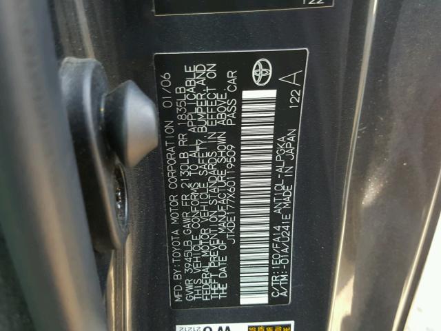 JTKDE177X60119509 - 2006 TOYOTA SCION TC 石墨色 照片 10