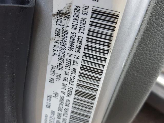 1J8HH48K07C587469 - 2007 JEEP COMMANDER GRAY photo 10