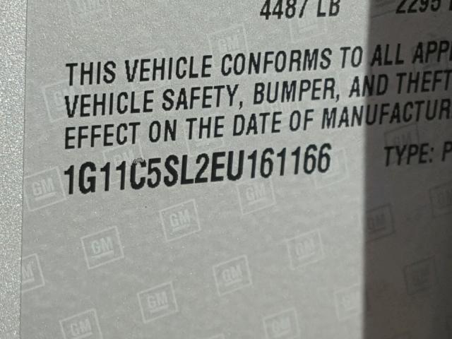 1G11C5SL2EU161166 - 2014 CHEVROLET MALIBU 1LT 银色 照片 10