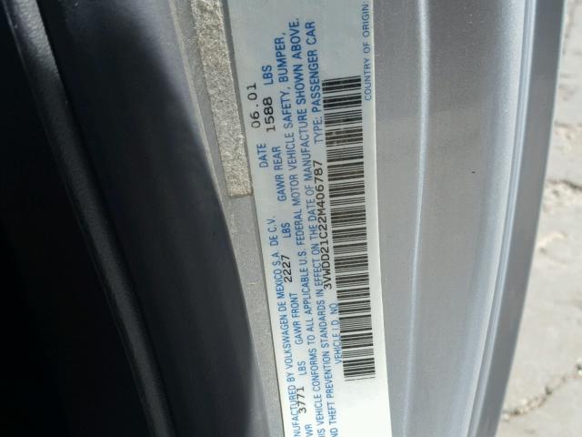 3VWDD21C22M406787 - 2002 VOLKSWAGEN NEW BEETLE 银色 照片 10