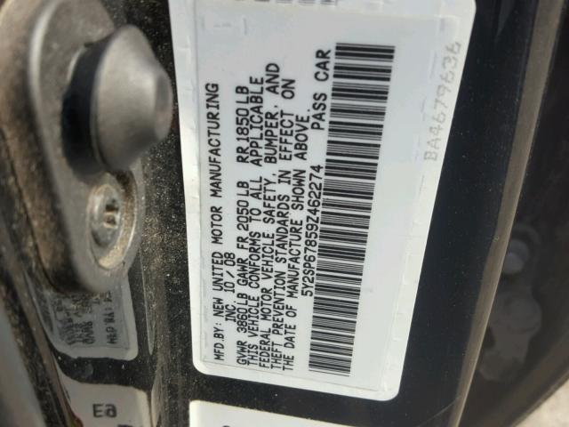 5Y2SP67859Z462274 - 2009 PONTIAC VIBE BLACK photo 10