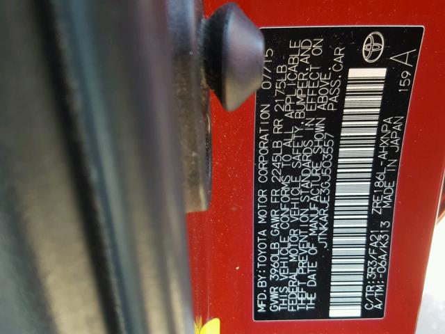 JTNKARJE3GJ503557 - 2016 TOYOTA SCION IM RED photo 10