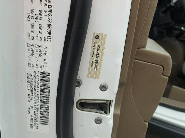 1C4NJCBA0CD504717 - 2012 JEEP COMPASS SP WHITE photo 10