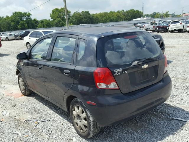 KL1TD62635B307123 - 2005 CHEVROLET AVEO BASE Czarny zdjęcie 3