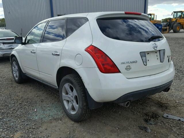 JN8AZ08W75W412198 - 2005 NISSAN MURANO SL WHITE photo 3