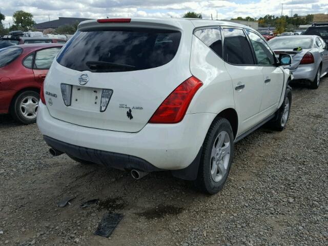 JN8AZ08W75W412198 - 2005 NISSAN MURANO SL WHITE photo 4