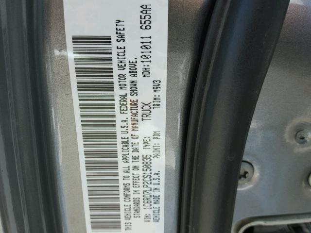 1C6RD7LP2CS150835 - 2012 DODGE RAM 1500 S GRAY photo 10