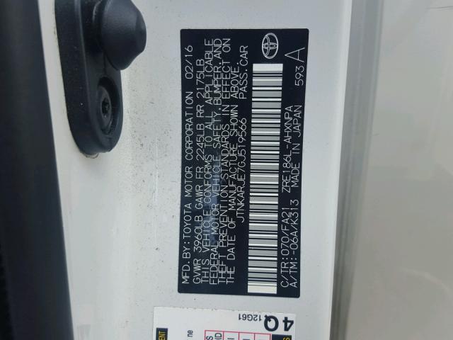 JTNKARJE7GJ519566 - 2016 TOYOTA SCION IM GRAY photo 10