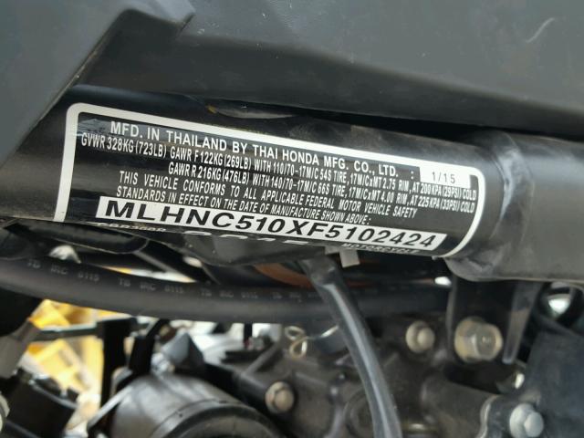 MLHNC510XF5102424 - 2015 HONDA CBR300 R BLACK photo 10