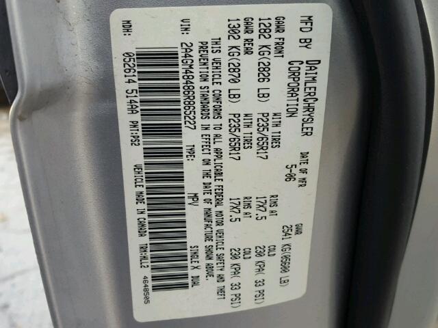 2A4GM48486R865227 - 2006 CHRYSLER PACIFICA SILVER photo 10