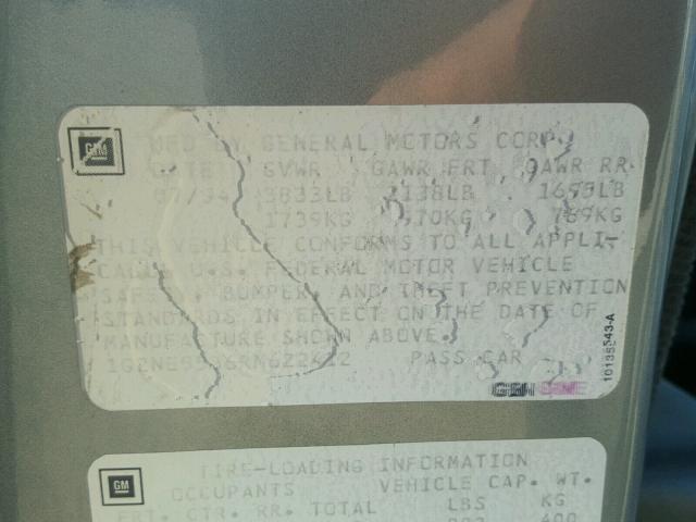 1G2NE5536RM622412 - 1994 PONTIAC GRAND AM S ნაცრისფერი ფოტო 10
