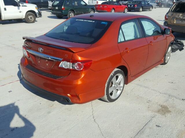 2T1BU4EE8DC082273 - 2013 TOYOTA COROLLA BA ORANGE photo 4