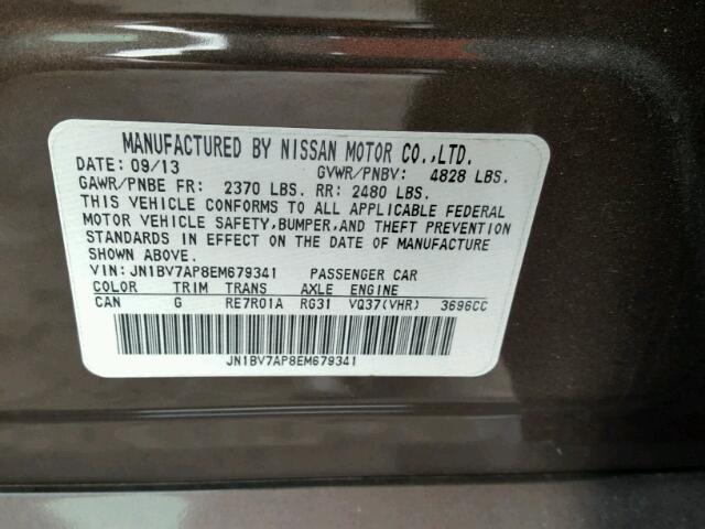 JN1BV7AP8EM679341 - 2014 INFINITI Q50 BASE Marrón foto 10