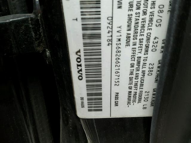 YV1MS682662167152 - 2006 VOLVO S40 T5 BLACK photo 10