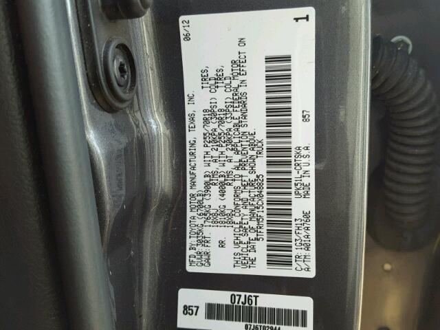 5TFRM5F15CX048825 - 2012 TOYOTA TUNDRA DOU CHARCOAL photo 10