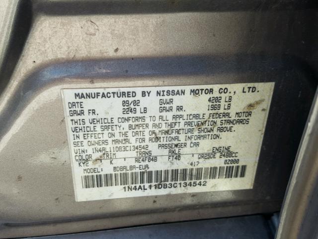 1N4AL11D83C134542 - 2003 NISSAN ALTIMA BAS TAN photo 10