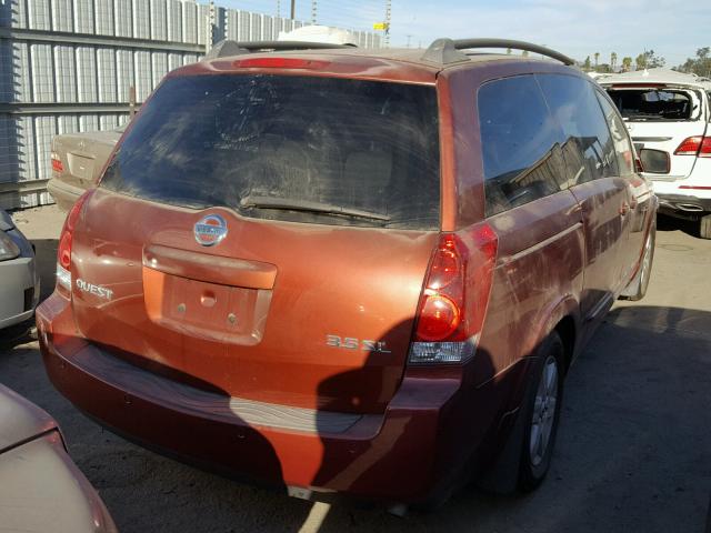 5N1BV28U04N303863 - 2004 NISSAN QUEST S MAROON photo 4