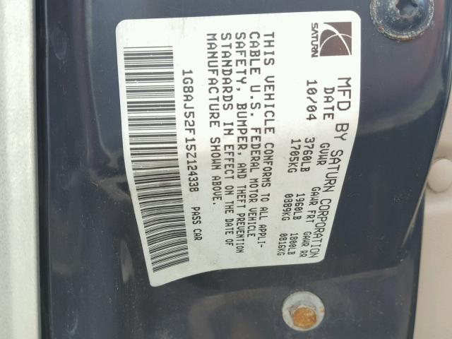 1G8AJ52F15Z124338 - 2005 SATURN ION LEVEL GOLD photo 10