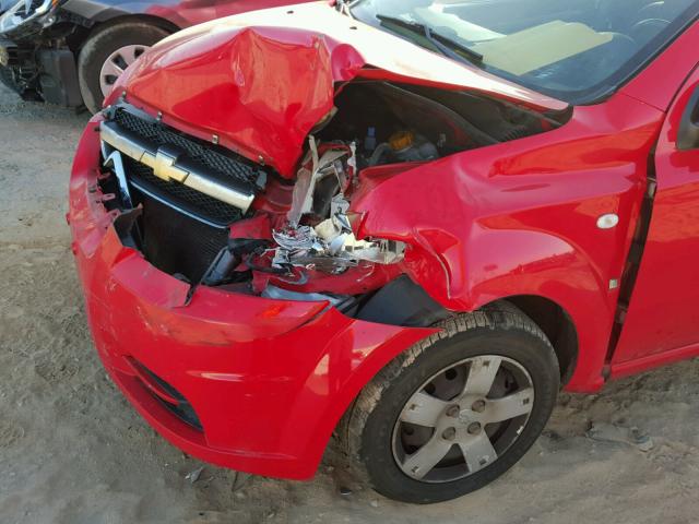 KL1TD56617B143460 - 2007 CHEVROLET AVEO RED photo 9