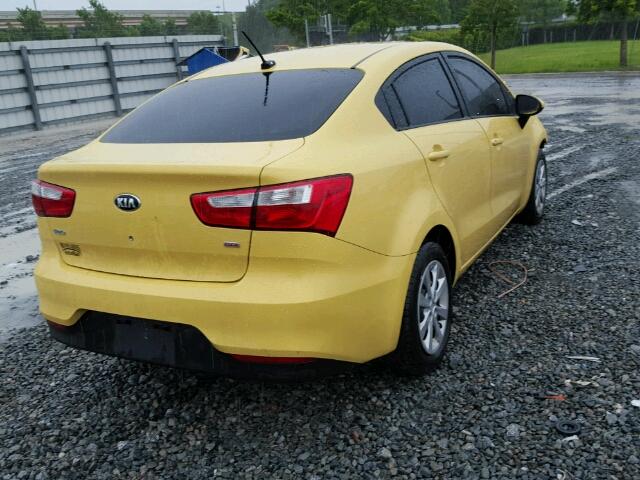 KNADM4A38G6599577 - 2016 KIA RIO LX YELLOW photo 4